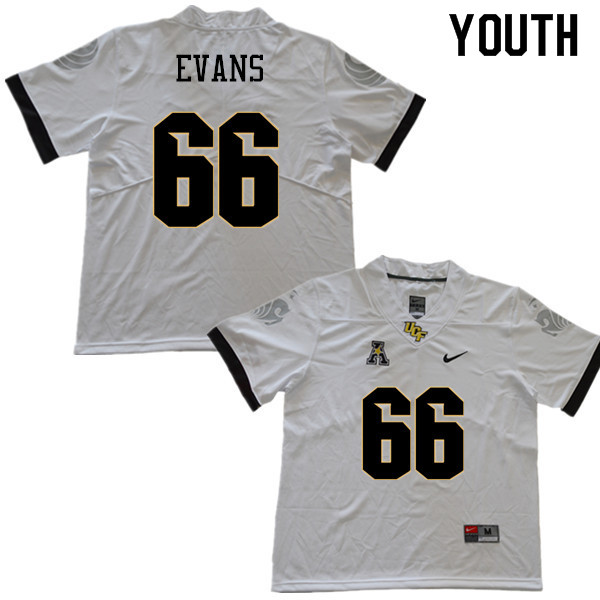 Youth #66 Aaron Evans UCF Knights College Football Jerseys Sale-White - Click Image to Close